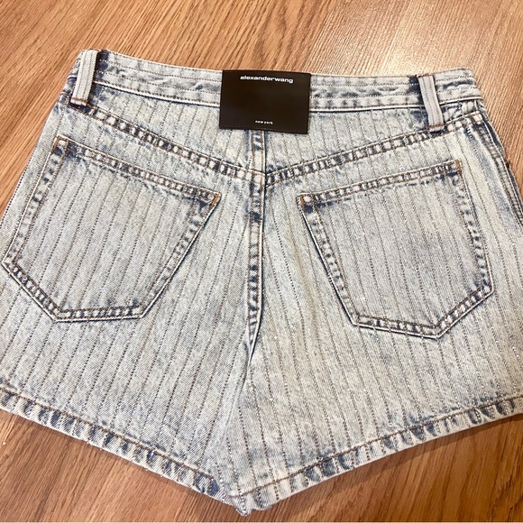 ALEXANDER WANG Crystal-embellished denim shorts Size 25 New with Tag - Picture 9 of 12